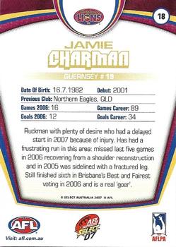 2007 Select AFL Supreme #18 Jamie Charman Back